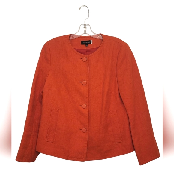 Talbots 100% Linen Collarless Button Side Pocket Jacket/Blazer - Picture 4 of 10